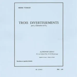 Sale Leduc Three Divertissements For Four Clarinets