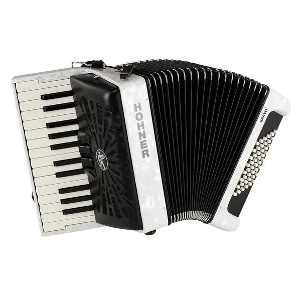 Hohner Bravo II 48 White silent key Kostenloser Rückversand