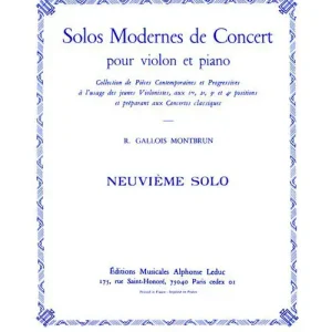 Top-Seller Leduc GALLOIS-MONTBRUN RAYMOND - 9EME SOLO DE CONCERT - VIOLON & PIANO