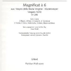 Online Kaufen Magnificat à 6 aus der Marienvesper SV206 (transponierte Fassung)