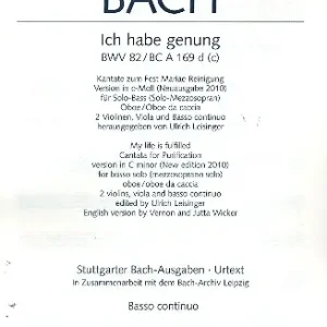 Ich habe genung (c-Moll mit Bass (Mezzosopran)) Wochenendangebot