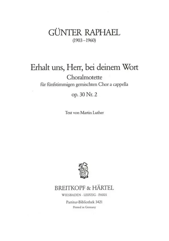 Angebot Raphael, Günter Erhalt uns, Herr, bei op. 30/2