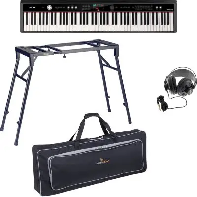 SET NUX NPK-20 Digitalpiano Schwarz + Studiokopfhörer + Klapptisch + Keyboardtasche Beliebt