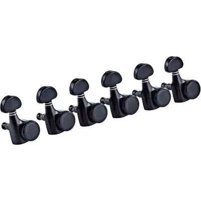 Rabatt Ortega OTMLOCK6L-GB Locking Gitarrenmechaniken-Set, 6 in line Gloss Black