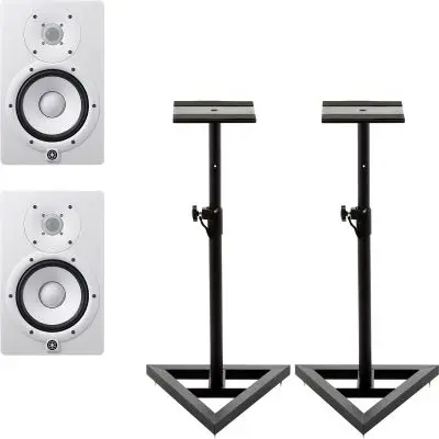 Schnäppchen SET Yamaha HS7W weiß Studiomonitor Stativ Set