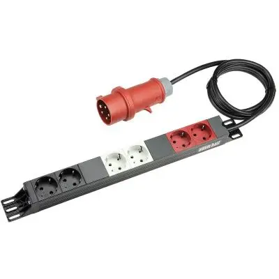 Adam Hall 87473 Stromverteiler 19'' 1HE IN CEE 16A OUT 6x Schuko 3-phasig Aktuell