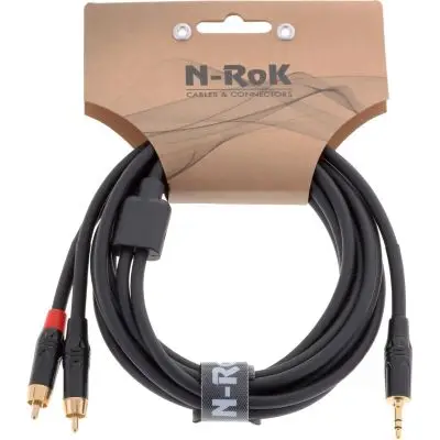 Neu N-RoK Premium Kabel Klinke 3,5mm stereo / 2x Cinch 3m