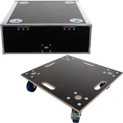 SET KORN Case 19 Zoll Slide Door Rack 3 HE / 60 cm BK + Rollbrett Beliebt