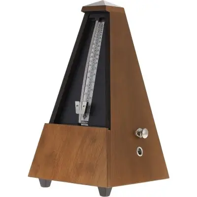 Preisreduziert Wittner Metronom Pyramide Massivholz 813M nussbraun seidenmatt mit Glocke