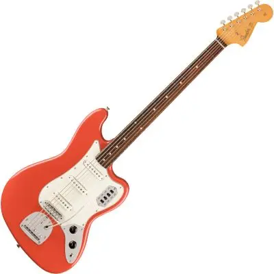 Echt Fender Vintera II 60s Bass VI Fiesta Red E-Bassgitarre inkl. Gigbag