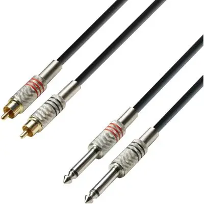 Markenprodukt Adam Hall K3 TPC 0300 Audiokabel 2x Cinch male / 2x 6,3mm Klinke mono 3m