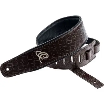 Super-Preis Ortega OSCU-3 Echtleder Gitarrengurt „dark brown lizzy“
