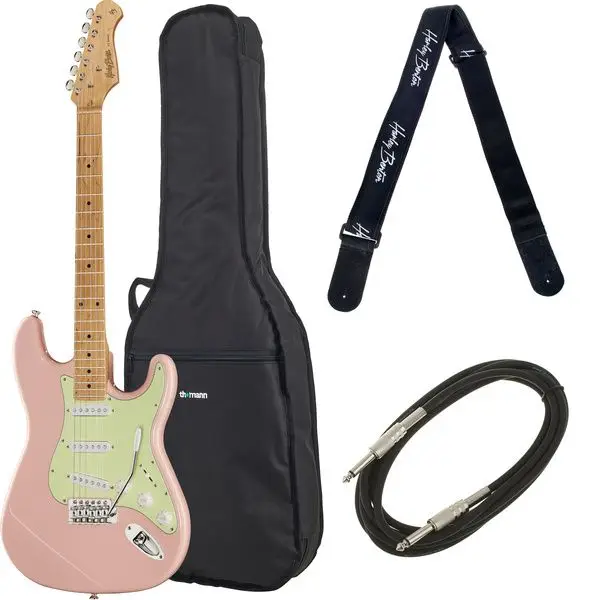 Rabatt Harley Benton ST-62CC MN Shell Pink Bundle